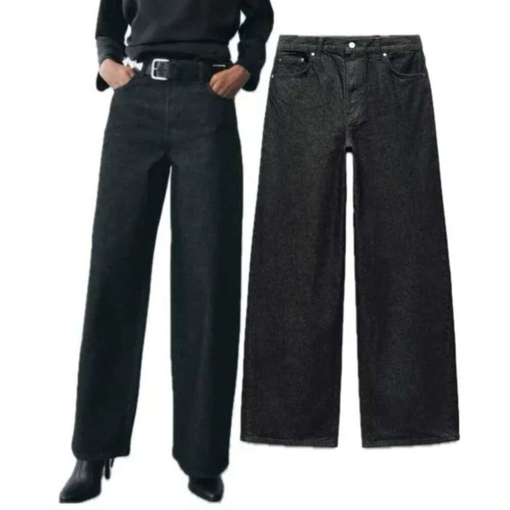 NEW ZARA Mid-Waist Loose-Fit Baggy Wide leg Jean 8